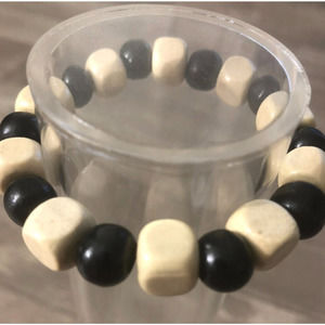 Handmade beaded bracelets made with round and square beads